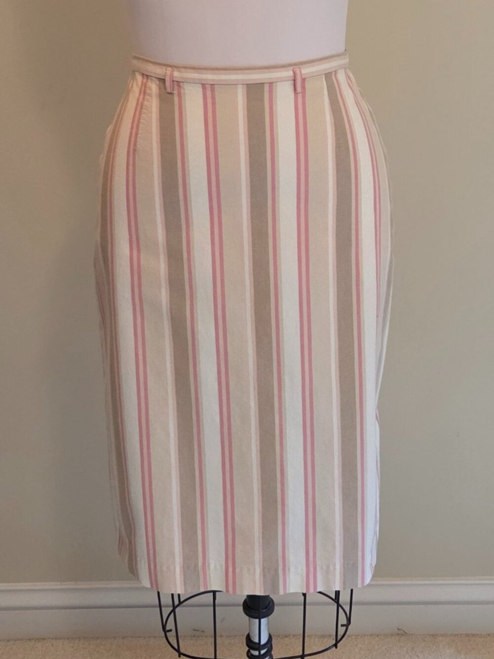 Gap Cream & Pink Stripe Pencil Skirt
